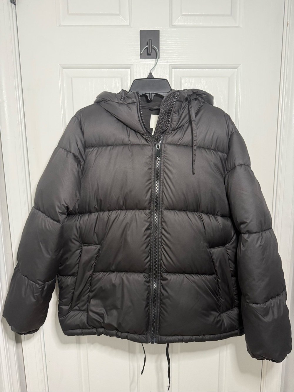 H&M Men's Black Hooded Puffer Coat